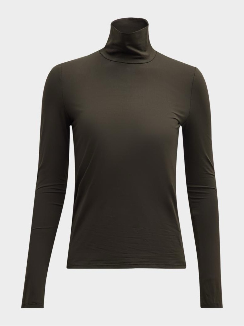 St John. Moss Green The Nuda Jersey Turtleneck Long Sleeve Top